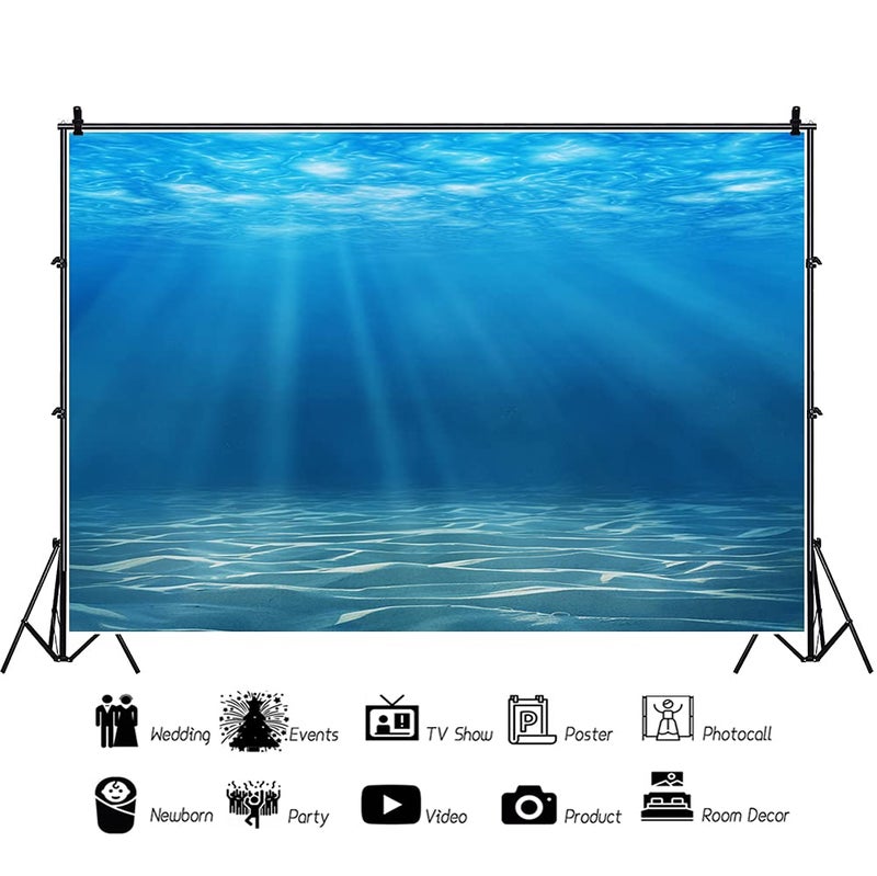 Laeacco Underwater World Background 13x10ft Undersea World Sunlight Deep Sea Blue Water Sun Ray Backdrop Seabed Children Birthday Party Home Decoration Kid Boy Newborn Photo Studio Aquarium Background - Image 2